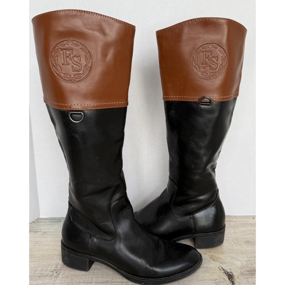 Chastity Black Banana Bread Franco Sarto Riding Boots Women's Size 7M - Picture 1 of 14